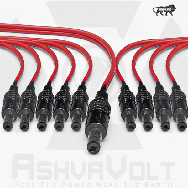 AshvaVolt® DC 5mm Jack Male Socket Connector with Wire for Battery Packs ,CCTV Camera, LED, Adapter & DIY Projects - 10Pcsssssss