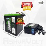 AshvaVolt® 48V 30Ah Lithium Iron Phosphate (LiFePO4) Battery Pack & 48V 7A (LiFePO4) Charger Combo with BMS Protection and Premium Metal Box for EV, Electric Bike Battery | 48V 30Ah LiFePO4 Battery 3 Year Warranty