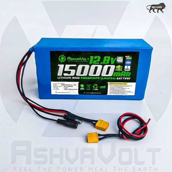 AshvaVolt®12.8V 15Ah 192W 4S1P UPS/Inverter Lithium Iron Phosphate LifePO4 Battery Pack with BMS Protection with 1Year Warranty