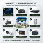AshvaVolt®12.8V 15Ah 192W 4S1P UPS/Inverter Lithium Iron Phosphate LifePO4 Battery Pack with BMS Protection with 1Year Warranty