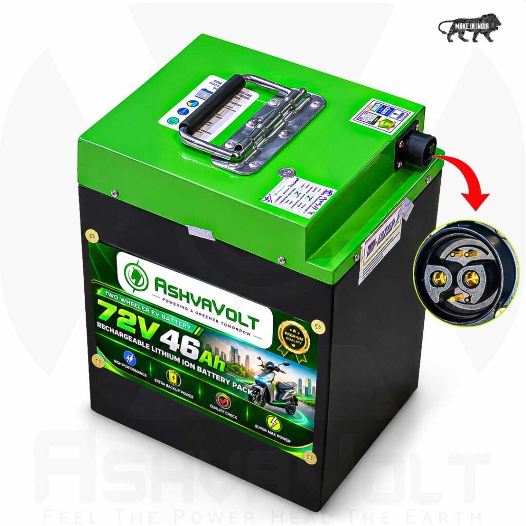 AshvaVolt® 72volt 46Ah Lithium Ion Rechargeable Battery Pack For Okinawa Praise Plus with BMS Protection and Premium Metal Case | Compatible with 72V 46Ah Lithium Battery for Okinawa Praise Plus