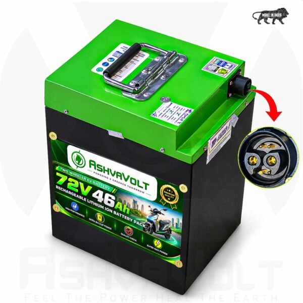 AshvaVolt® 72volt 46Ah Lithium Ion Rechargeable Battery Pack For Okinawa Praise Plus with BMS Protection and Premium Metal Case | Compatible with 72V 46Ah Lithium Battery for Okinawa Praise Plus