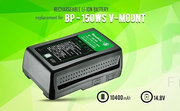 AshvaVolt® BP-150 V Mount Battery,14.8V 10400mAh (10.4Ah) Rechargeable ...